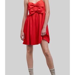 TCEC Red Mini Dress with Double Bow Front